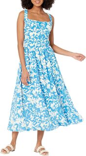 Платье макси с цветочным принтом и перекрещенными спинками English Factory, синий