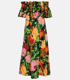 Платье макси из поплина с цветочным принтом La Doublej, мультиколор