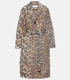 Пальто с леопардовым принтом Ganni, мультиколор