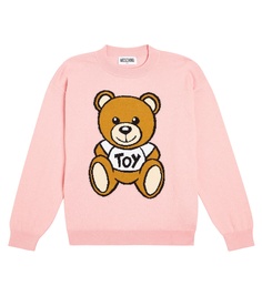 Свитер teddy bear из хлопка и шерсти Moschino Kids, розовый
