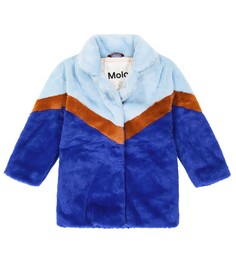Пальто haili из искусственного меха с цветными блоками Molo, мультиколор
