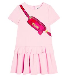 Платье из джерси с принтом Moschino Kids, розовый