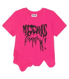 Хлопковая футболка с принтом Moschino Kids, розовый