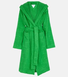 Хлопковый махровый халат Bottega Veneta, зеленый