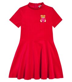 Бархатное платье teddy bear Moschino Kids, красный