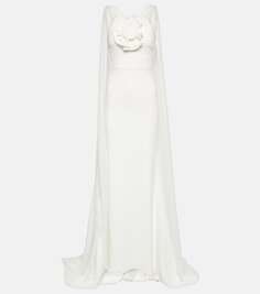 Платье-кейп с цветочной аппликацией Roland Mouret, белый
