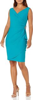Короткое утягивающее платье с юбкой со рюшами сбоку Alex Evenings, цвет Turquoise