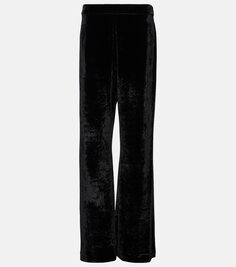 Широкие бархатные брюки с высокой посадкой Jil Sander, черный