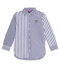 Полосатая рубашка из хлопкового поплина Polo Ralph Lauren Kids, мультиколор