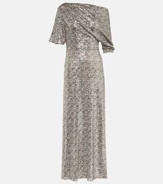 Платье макси wittrock с леопардовым принтом и пайетками Diane Von Furstenberg, серебро