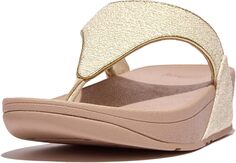 Шлепанцы Lulu Shimmerweave Toe-Post Sandals FitFlop, цвет Stone Beige Mix