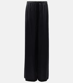 Атласные пижамные брюки широкого кроя Ferragamo, черный