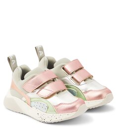 Кроссовки из кожи металлик Stella Mccartney Kids, мультиколор