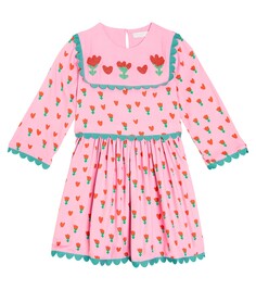 Платье из джерси с цветочным принтом Stella Mccartney Kids, розовый