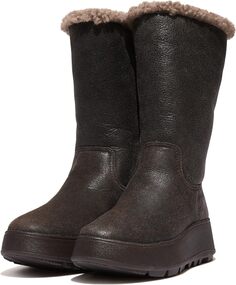 Сапоги F-Mode Roll-Down Shearling Flatform Calf Boots FitFlop, черный