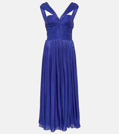 Платье миди cavana с люрексом из жёржетта Costarellos, синий