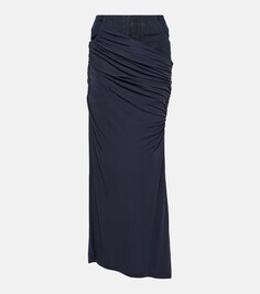Джинсовая юбка макси со сборками Christopher Esber, синий