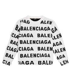 Шерстяной свитер с логотипом Balenciaga Kids, мультиколор