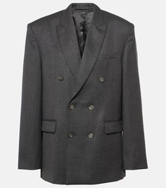 Двубортный шерстяной пиджак Wardrobe.Nyc, серый