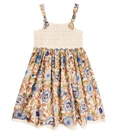 Платье junie из хлопка с отделкой крючком Zimmermann Kids, мультиколор