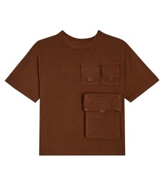 Футболка le bolso, хлопковая футболка карго Jacquemus Enfant, коричневый
