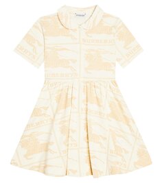 Платье из хлопкового джерси с принтом ekd Burberry Kids, мультиколор