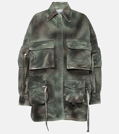 Джинсовая куртка карго с камуфляжным принтом The Attico, зеленый