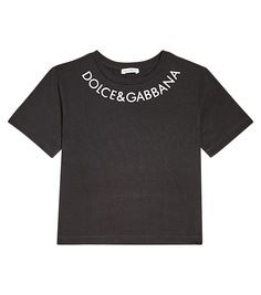 Футболка из хлопкового джерси с логотипом Dolce&amp;Gabbana Kids, черный