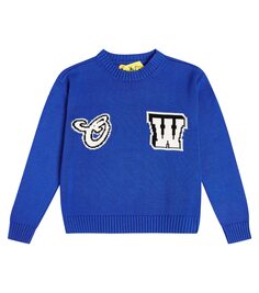 Хлопковый свитер с логотипом Off-White Kids, синий