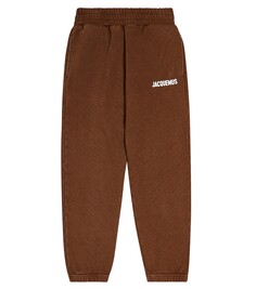 Спортивные брюки le для бега из хлопкового флиса Jacquemus Enfant, коричневый