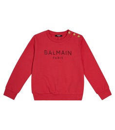 Толстовка из хлопкового джерси с логотипом Balmain Kids, розовый