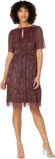 Платье миди с жатой металлизированной завязкой спереди Adrianna Papell, цвет Burgundy