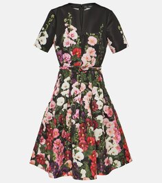 Мини-платье фай с цветочным принтом Oscar De La Renta, мультиколор