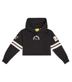 Укороченное худи из хлопкового джерси team 23 Off-White Kids, черный