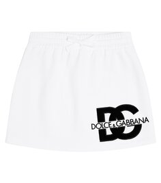 Юбка из хлопкового джерси с логотипом Dolce&amp;Gabbana Kids, белый