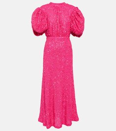 Платье макси с пайетками Rotate Birger Christensen, розовый