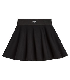 Расклешенная хлопковая юбка со складками Dolce&amp;Gabbana Kids, черный