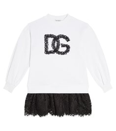 Платье из хлопкового джерси dg Dolce&amp;Gabbana Kids, белый