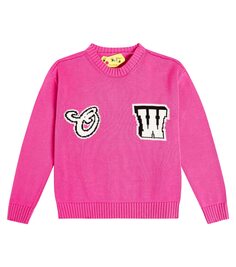 Шерстяной свитер с логотипом Off-White Kids, розовый