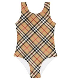 Купальник burberry в клетку Burberry Kids, бежевый