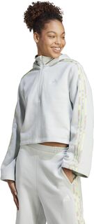 Флисовая толстовка с 3 полосками и цветочным рисунком adidas, цвет Wonder Silver