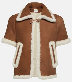 Укороченная замшевая куртка на подкладке из овчины Magda Butrym, коричневый