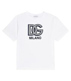 Футболка из хлопкового джерси с логотипом Dolce&amp;Gabbana Kids, белый