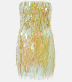 Украшенное шелковое мини-платье The Attico, мультиколор