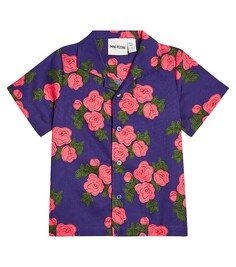 Рубашка roses из хлопкового джерси Mini Rodini, синий