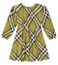 Платье burberry в клетку из хлопка Burberry Kids, зеленый