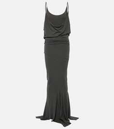 Платье макси из джерси The Attico, серый