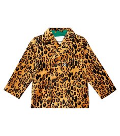Бархатный пиджак с леопардовым принтом Mini Rodini, коричневый