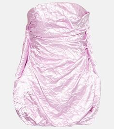 Атласное мини-платье без бретелек The Attico, розовый