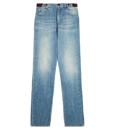Прямые джинсы с полосками web Gucci Kids, синий